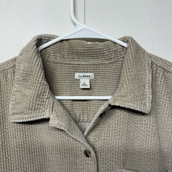LL Bean Wide Corduroy Long Sleeve Shirt Jacket Relax Fit Women Size L EUC - Picture 3 of 12